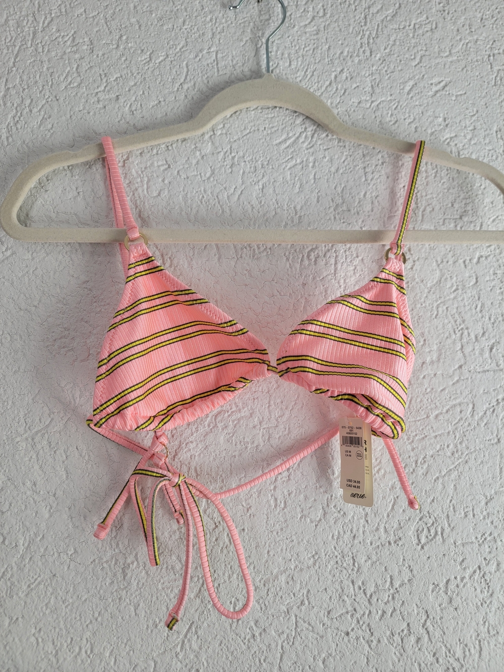 aerie Pink Striped Triangle Bikini Top